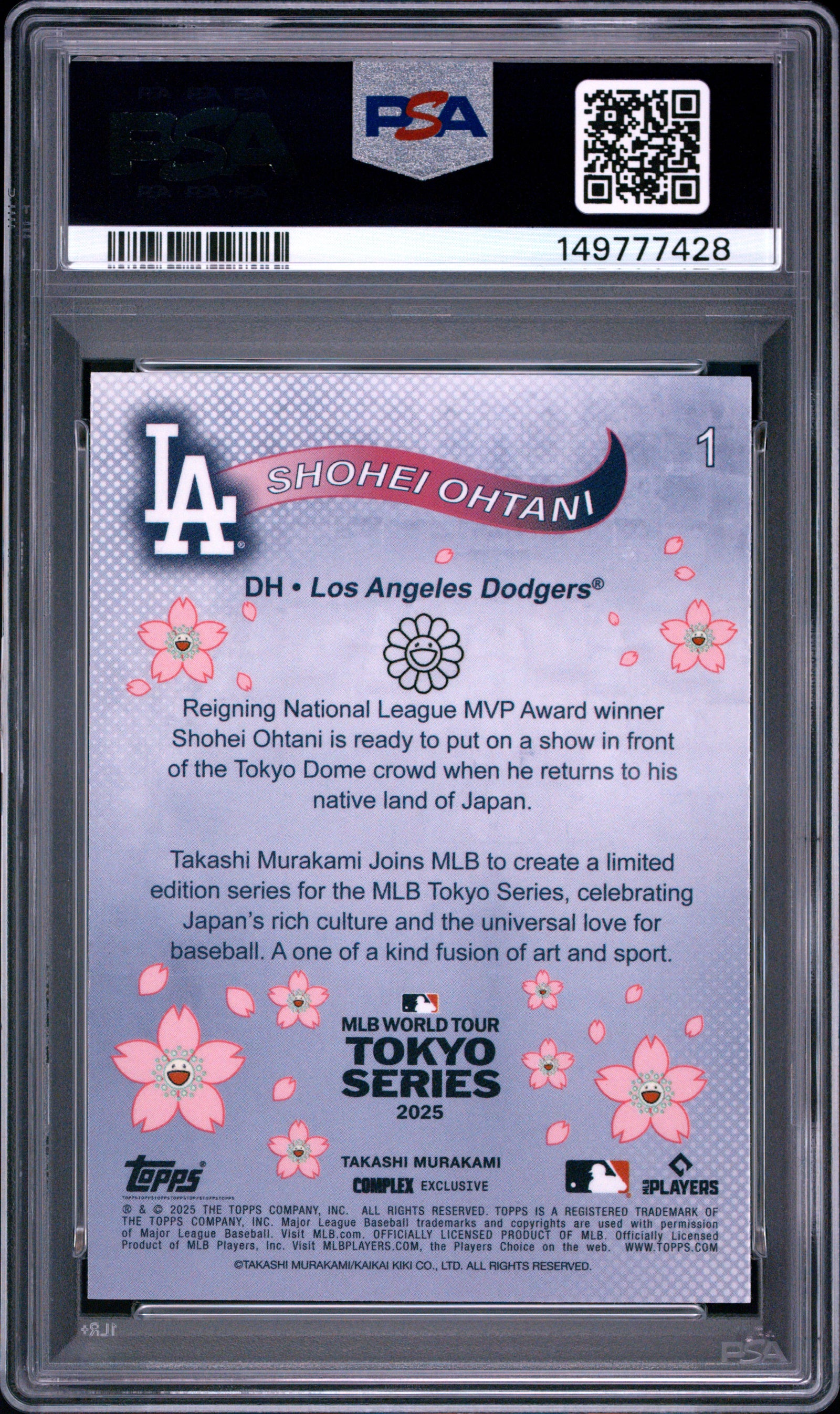 SHOHEI OHTANI - 2025 Topps Takashi Murakami + MLB World Tour Tokyo Series #1 PSA 8 - back