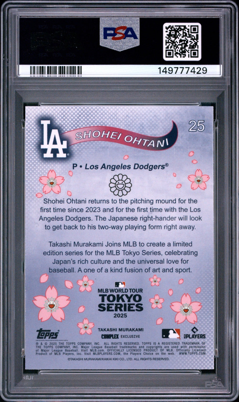 Shohei Ohtani 2025 Topps Takashi Murakami MLB World Tour Tokyo Series #25 PSA 10 - retro