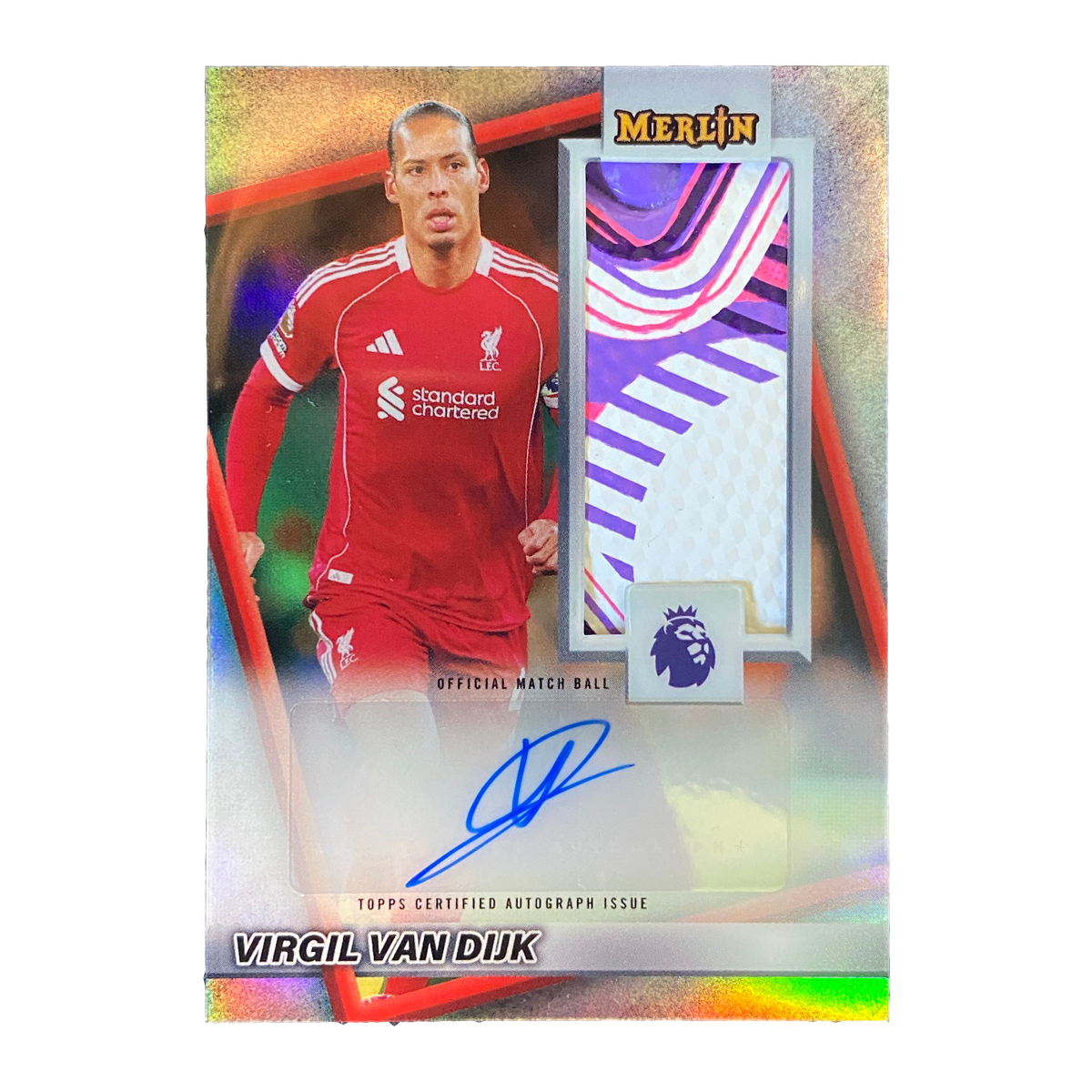 VIRGIL VAN DIJK - 2026 Topps Merlin Premier League Match Ball Signatures Refractor Auto Relic #MB-VVD - front