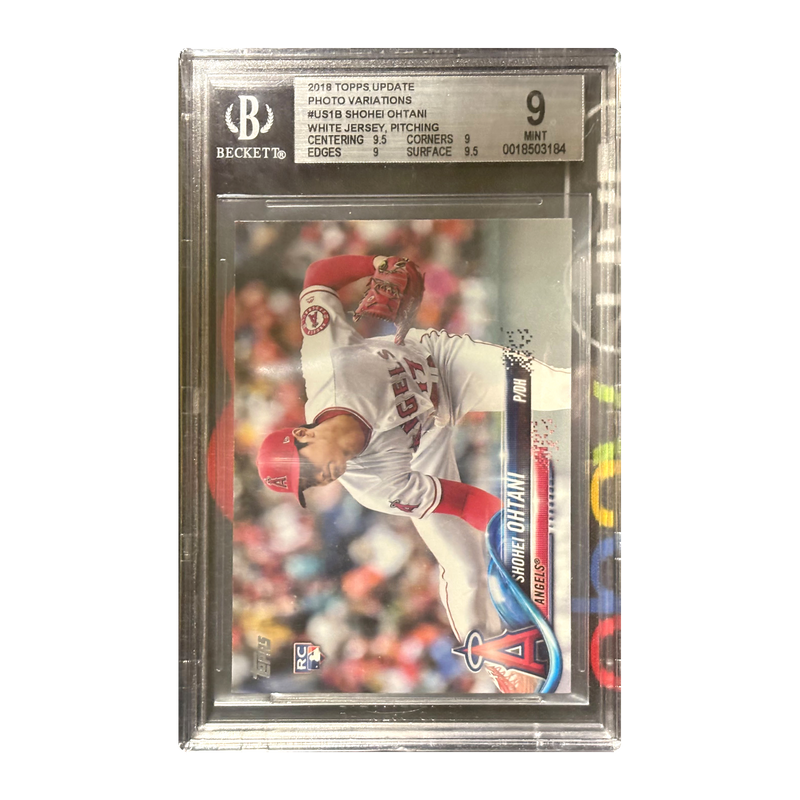 SHOHEI OHTANI - 2018 Topps Update Photo Variation White Jersey Pitching RC #US1B - BGS 9 — front