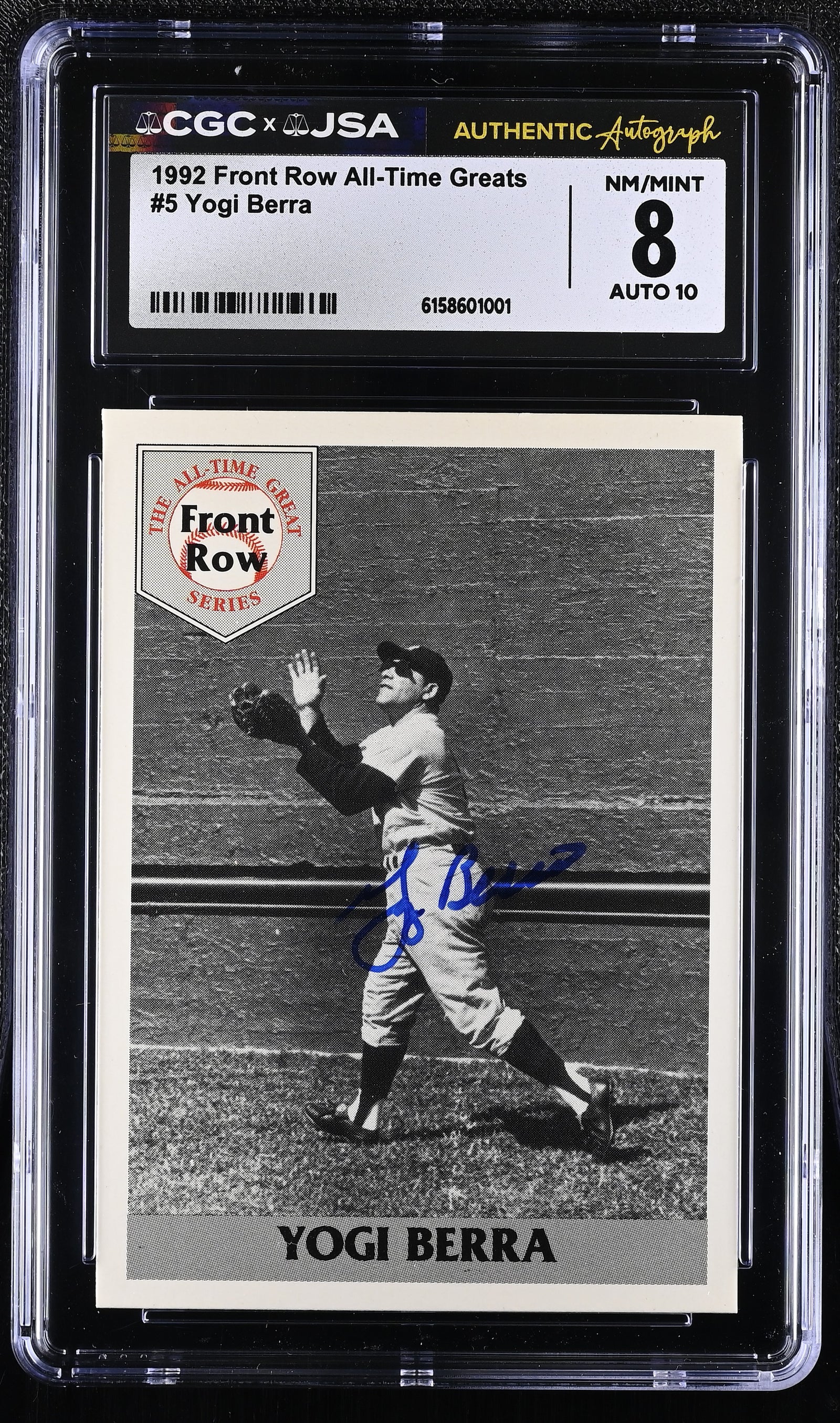 YOGI BERRA - 1992 Front Row All-Time Greats Auto #5 CGC 8 Auto 10 - front