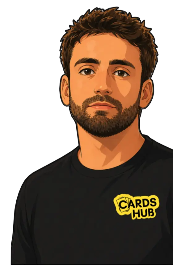 Illustriertes Porträt von Vincenzo Prato im Cards-Hub-Shirt